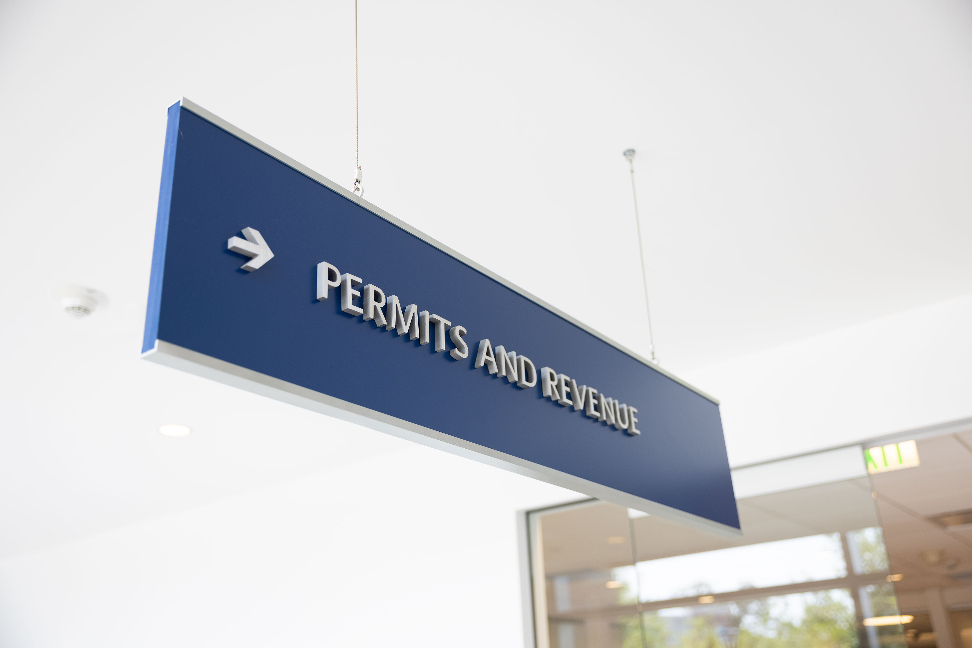 Permits and Revenue Desk Entrance Sign
