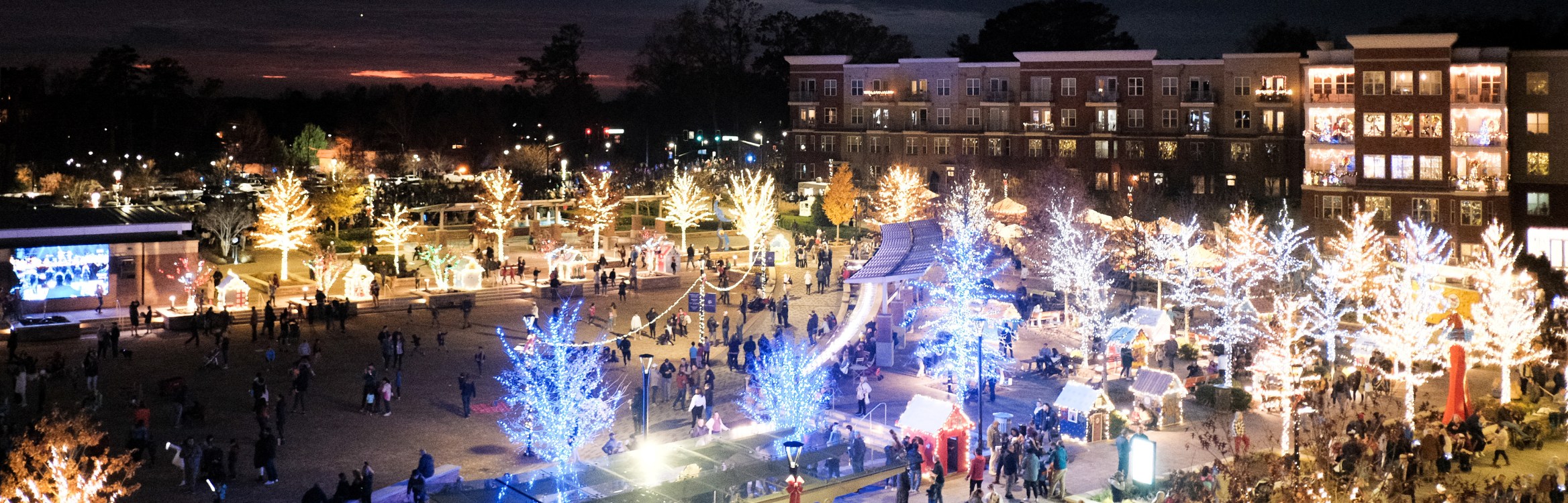 City Springs is lit up with holiday lights