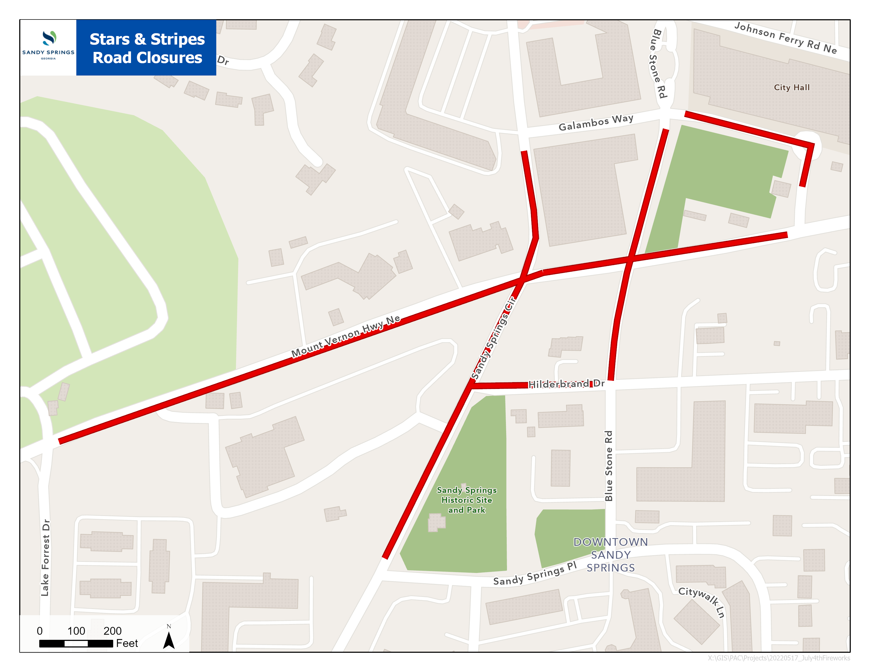 Road Closures for the Stars & Stripes event. All information is included on the webpage text.